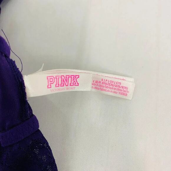 PINK Victoria's Secret Purple High Neck Lace Bralette Size Small - Picture 5 of 7